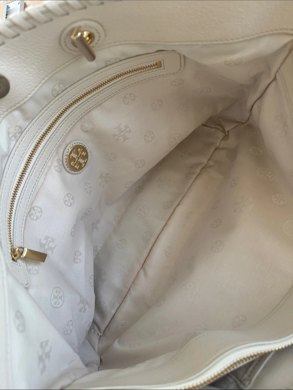 Tory Burch White Leather Chain-Handle Tote with